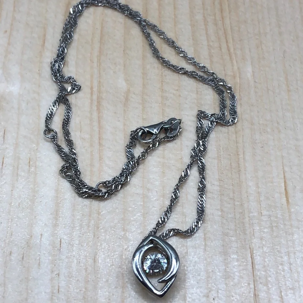 Vintage PCT Swivel Sterling Silver  925 Necklace CZ Pendant Fine Jewelry Classic